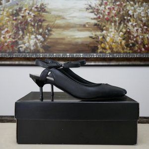 ALDO Black Genuine Leather Kitten Slingback Heel